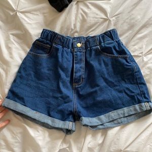 SHEIN High Waisted Dark Wash Jean Shorts